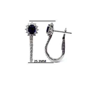 Boucles d'oreilles créoles tendance personnalisées en or blanc massif 18 carats plaqué, avec pierre naturelle ovale, pour mariage et soirée, livraison rapide, haute qualité - Product Image 2
