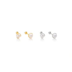 Boucles d'oreilles clous moyennes Tk Pearl 6 mm en acier inoxydable plaqué or, fausse perle, minimalistes, unisexe, pour usage quotidien - Product Image 2
