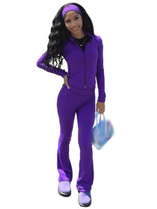 Conyson, venta al por mayor, logotipo personalizado, conjuntos de entrenamiento Fitness Jogger, conjunto de 2 piezas, chaqueta de Yoga, pantalón acampanado, conjunto de ropa de Fitness para mujer - Product Image 4