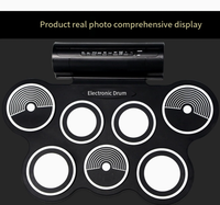 Kit de batterie électronique W759 en silicone souple avec pads réactifs réalistes, haut-parleurs intégrés et modes d'entraînement multiples pour débutants