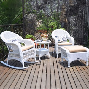 Outdoor <b>Table</b> and Chair White Waterproof Sunscreen Rattan Chair Rocking Chair Combination Leisure Terrace Outdoor Garden - Product Image 2