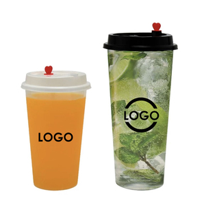 Coffee Cups Hot Drink PP Injection Thick 12Oz 16Oz 32Oz Transparent Party Printing Cocktail Disposable Boba Plastic Cup With Lid