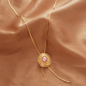 Fashion Stainless Steel Jewelry Set Can Draw Sweater <b>Chain</b> Light Luxury Pearl Necklace <b>Earrings</b> Jewelry Gift - Product Image 3