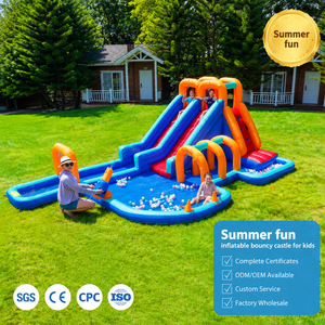 Châteaux gonflables et toboggans aquatiques haut <span class=keywords><strong>de</strong></span> gamme, structure gonflable aquatique ASTM à double toboggan, château gonflable Oxford pour enfants à domicile - Product Image 1