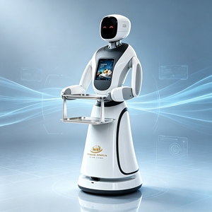 <span class=keywords><strong>Robot</strong></span> de livraison de nourriture intelligent à intelligence artificielle pour restaurants et hôtels, système de service alimentaire à recharge automatique, conversation interactive alimentée par LLM - Product Image 1