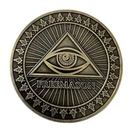 Глаз Бога круглый масонские автомобильный брелок с логотипом, латунь металл 3 дюймов синий золотой масонские стикер логоса автомобиля