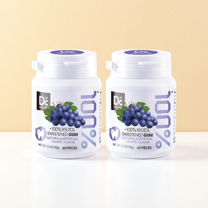 <span class=keywords><strong>Chewing</strong></span>-<span class=keywords><strong>gum</strong></span> végétalien <span class=keywords><strong>sans</strong></span> gluten DC24 DAILY CARE au <span class=keywords><strong>xylitol</strong></span>, <span class=keywords><strong>sans</strong></span> <span class=keywords><strong>sucre</strong></span> et <span class=keywords><strong>sans</strong></span> aspartame, saveur raisin, pour la prévention des caries - Product Image 1