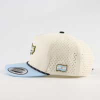 Casquette de golf et de baseball personnalisée à 5 panneaux, imperméable, perforée au laser, bicolore, avec logo en polyester et cordon réglable