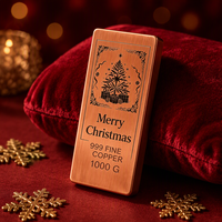 Coffret Cadeau Barre de Cuivre 1kg 99,9% Pure Gravée au Laser Angle Droit Édition Limitée Noël pour Collectionneur