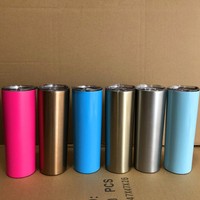 Gobelet isotherme en acier inoxydable 20oz, modèle mince avec paille pour boissons froides, idéal pour les voyages, gobelet droit en acier inoxydable isolé sous vide 20oz pour voiture