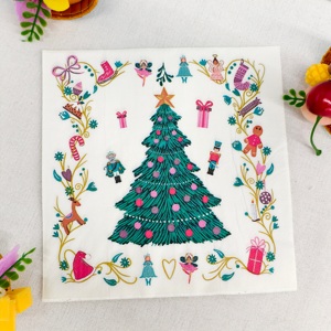 DAMAI Artículos de Decoración Navideña, Platos de Papel Desechables con Diseño de Árbol de Navidad y Hadas de Jengibre, Vasos y Servilletas - Product Image 6