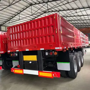 Pabrik Cina 50 ton 60 ton truk pengangkut barang baru 3 AS 4 AS semi turun sisi dinding semi trailer