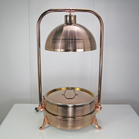 Ensemble chauffe-plats moderne en acier inoxydable pour restaurant, buffet et traiteur, avec chafing dish rose doré et lampe chauffante