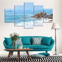 EAGLEGIFTS Ensemble de 5 impressions sur toile encadrées de paysages modernes, taille personnalisable, pour la décoration de la maison