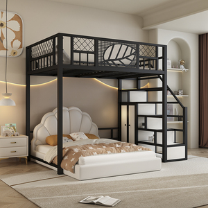 Krem Dupleks Gaya Kosong Tempat Tidur Loteng Hemat Ruang Besi Lantai Dua Untuk Apartemen Kecil letti di metallo - Product Image 3