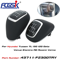 Ventes d'usine, pommeau de levier de vitesses en cuir 6 vitesses pour Hyundai Tucson TL I30 I20 Getz Venue Elantra AD Accent Verna 43711-F2300TRY