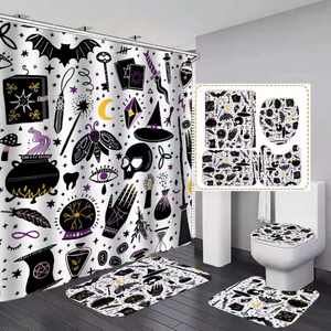 Venta al por mayor Cortina de ducha con alfombras 4 Uds para baño de 3D impreso de baño cortinas de ducha - Product Image 1