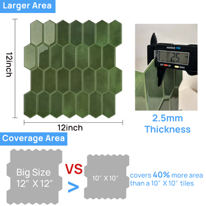 Xu hướng mới nóng bán dày hơn vỏ và dính backsplash tường gạch màu xanh lá cây gạch đá cẩm thạch dính trên gạch DIY không thấm nước cho nhà bếp - Product Image 2