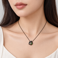 Collier en zircon noir abstrait, acier inoxydable, plaqué or 14 carats, pendentif multicolore, 40+5 cm