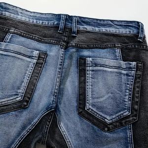 Pantalon long slim à taille haute de style vintage personnalisé, pantalon en denim patchwork, coupe régulière, jean pour homme, adapté aux voyages - Product Image 4