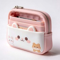Porte-monnaie en silicone transparent à motif dessin animé OEM, porte-clés, mini sac de rangement à 4 compartiments, porte-cartes de crédit portable pour