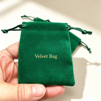 Pochette en velours avec cordon de serrage, impression de logo personnalisée, sac d'emballage cadeau pour bijoux, vente en gros directe d'usine, sac de rangement doux floqué anti-poussière