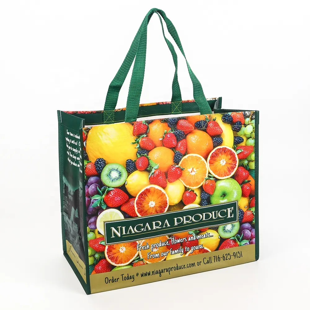 Shopping Bag Printed Factory Direct Sales Fruit Print Eco-friendlyPP Woven Shopper Shopping Woven Fabric Carry Bag