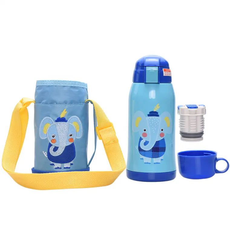 Best selling stainless steel insulated vacuum flask children kids thermos water bottle with carry bag