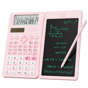 Calculatrice scientifique Newyes 82MS à 12 chiffres, solaire, électronique, pliable, rose, avec tablette d'écriture LCD et logo personnalisé - Product Image 1
