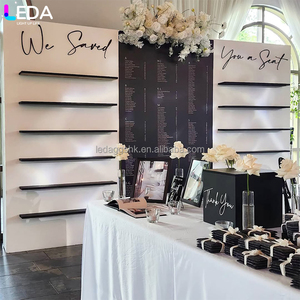 อุปกรณ์ตกแต่งงานแต่งงาน LEDA สีดำขาว สไตล์เรียบง่าย ชั้นวางแชมเปญอะคริลิคสำหรับฉากหลังงานแต่งงาน - Product Image 4