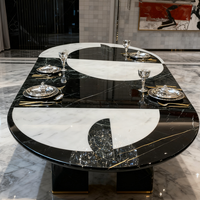 Table basse de salon et de salle à manger en marbre, style minimaliste italien, luxe léger, géométrique et rétro, pour mobilier de maison européen