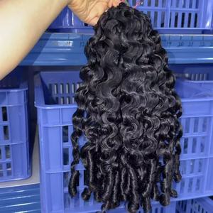 80 Piezas de Cabello Rizado Birmano para Crochet, Cabello Humano para Crochet Passion Twist, Cabello Humano para Crochet Pre-Enlazado con Nudo Milagroso - Product Image 1