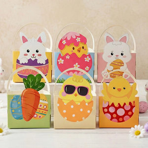 Promotion : Boîte en papier pour bonbons, Sac en <span class=keywords><strong>feutre</strong></span> <span class=keywords><strong>vide</strong></span> pour Pâques, Boîte d'emballage pour la chasse aux œufs, Panier portable, Décoration de fête, Boîte cadeau en papier pour emballage - Product Image 1