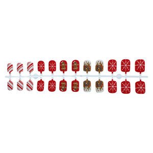 <span class=keywords><strong>Faux</strong></span> ongles français rayés flocon de neige <span class=keywords><strong>homme</strong></span> en pain d'épice de Noël mat 24 pièces pièces d'ongles portables pour l'application des doigts du nouvel an - Product Image 5