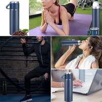 Ensemble cadeau de tasse thermique à double paroi personnalisée de 500 ml, tasse à thé, gobelet en acier inoxydable 304, bouteille d'eau, thermos portable avec 2 tasses