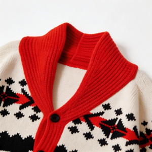 Cárdigan de punto Fair Isle para <span class=keywords><strong>hombre</strong></span> - Cuello chal, diseño de copo de nieve, cierre de <span class=keywords><strong>botones</strong></span>, suéter de invierno acogedor y personalizable - Product Image 3