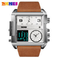 SKMEI 1391 montres-bracelets à Quartz numériques de luxe pour hommes 3 fois Relojes Hombre avec bande en acier inoxydable deux tailles disponibles