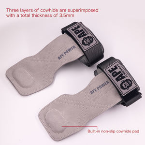 Triple kulit Angkat Berat tali pergelangan tangan Anti-Slip Gym grip untuk deadlift Pull-up Powerlifting keselamatan kebugaran - Product Image 2