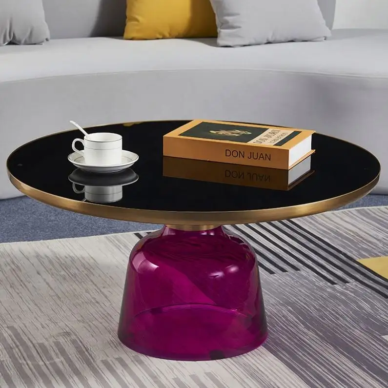 Modern tasarımcı mobilya İskandinav tarzı otel altın yuvarlak cam kahve sehpası yuvarlak çan yan sehpa
