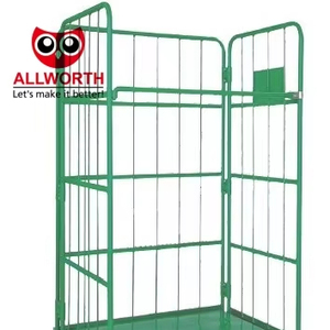 <span class=keywords><strong>3</strong></span>-साइड पैनल बहु-कार्यात्मक भंडारण परिवहन ट्रॉली सरल मंच ट्रक गोदाम पिकअप ट्रॉली रोल पिंजरे - Product Image 1