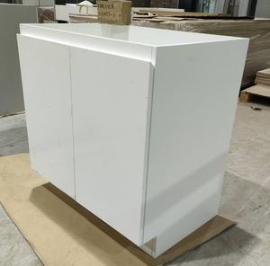 Ensemble de meubles de cuisine modernes blancs modulaires avec portes en panneaux RTA, structure en mélamine, plan de travail en quartz artificiel imperméable pour appartement - Product Image 2