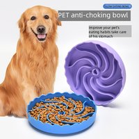 Bol d'alimentation lent pour animaux de compagnie en silicone de qualité alimentaire, portable, étanche, avec base à ventouse anti-renversement et labyrinthe incurvé pour chats et chiens à la maison