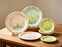 Assiettes en papier jetables classiques biodégradables et écologiques pour les fêtes, les événements, les célébrations, les services à emporter, la présentation des aliments