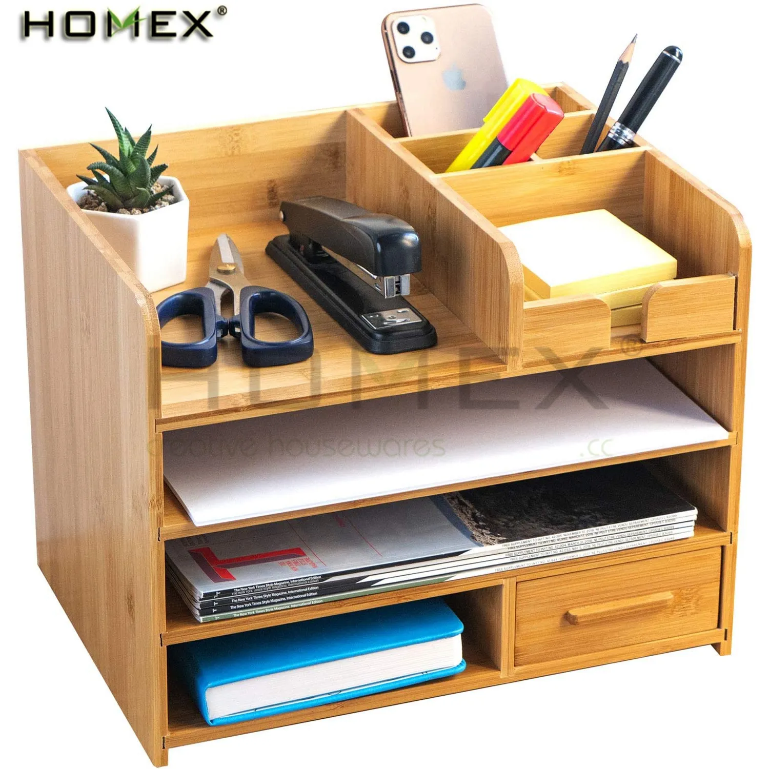 Дизайн «сделай сам», бамбуковый или деревянный органайзер для офисного стола