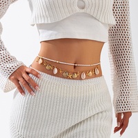Bijoux pour femmes, chaîne de corps, chaîne de taille, bijoux plaqués or, bijoux en coquillage perlé, pendentif étoile de mer, chaîne de ventre, plage