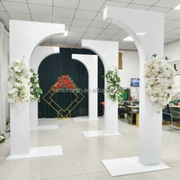 Nouvelles décorations de scène de mariage SMS : support de lustre en métal blanc, support de cadre semi-circulaire pour décoration d'arche de mariage en intérieur
