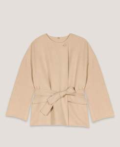 Manteau Court en Laine Double Face pour Femme, Design Personnalisé, Fermeture Boutonnée, avec Écharpe Amovible, Idéal pour l'Hiver - Product Image 2