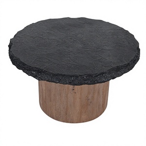 Table basse en marbre Matrix et bois de manguier, table basse de luxe en marbre Matrix - Product Image 2