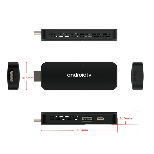 WiFi5 for OTT 4K Black Micro TV Stick Android 9.0 TV Box BT Voice Control Remote Hidden BOX High Performance Quad Core HDR/H265