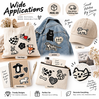Patch Bordir Hewan Minimalis Hitam Putih, Ikon Sketsa, Dapat Disetrika atau Dijahit, Grosir
